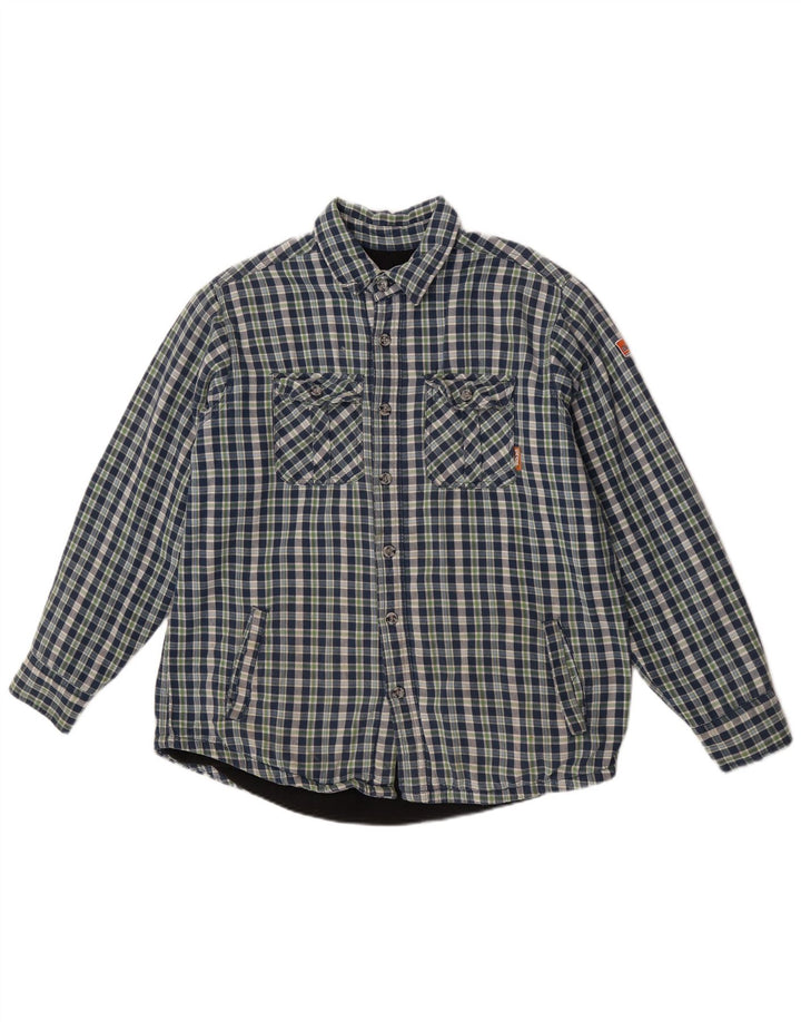Black Jack Mens Lumberjack Flannel Shirt Large Blue Check Cotton