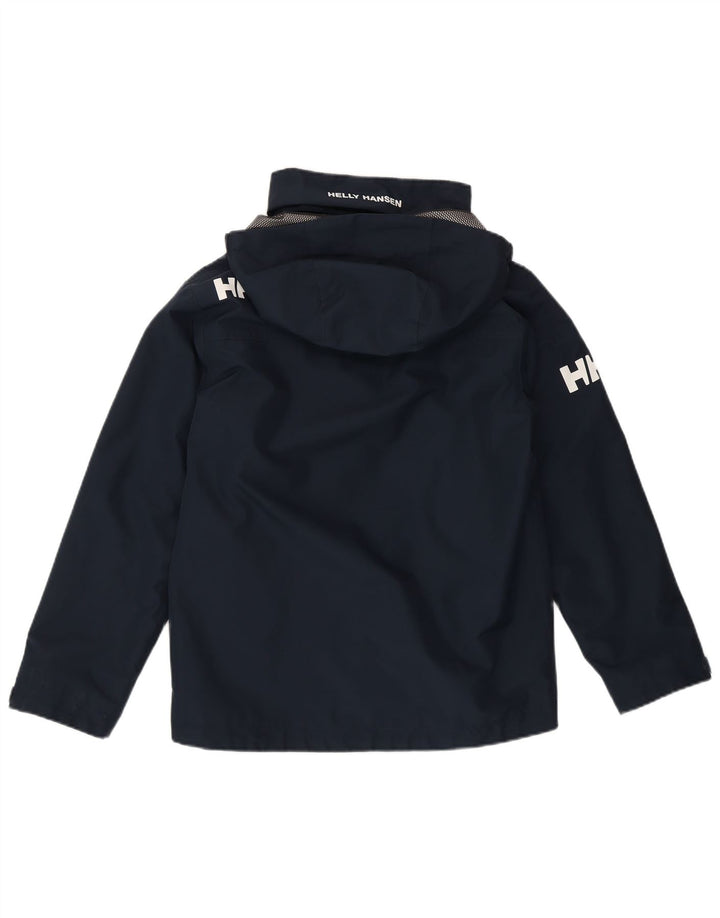 Helly Hansen Boys Graphic Hooded Windbreaker Jacket 11-12 Years Navy Blue