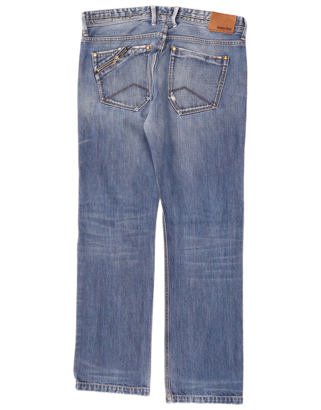 MELTIN' POT Mens Distressed Straight Jeans W36 L34  Blue Cotton