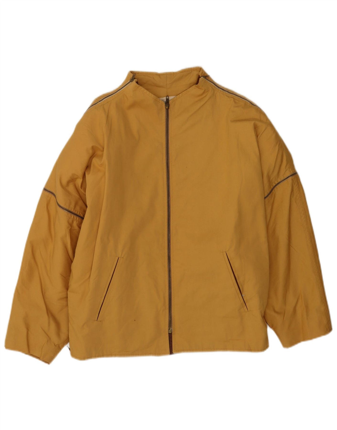 Vintage Womens Bomber Jacket IT 42 Medium Yellow Cotton