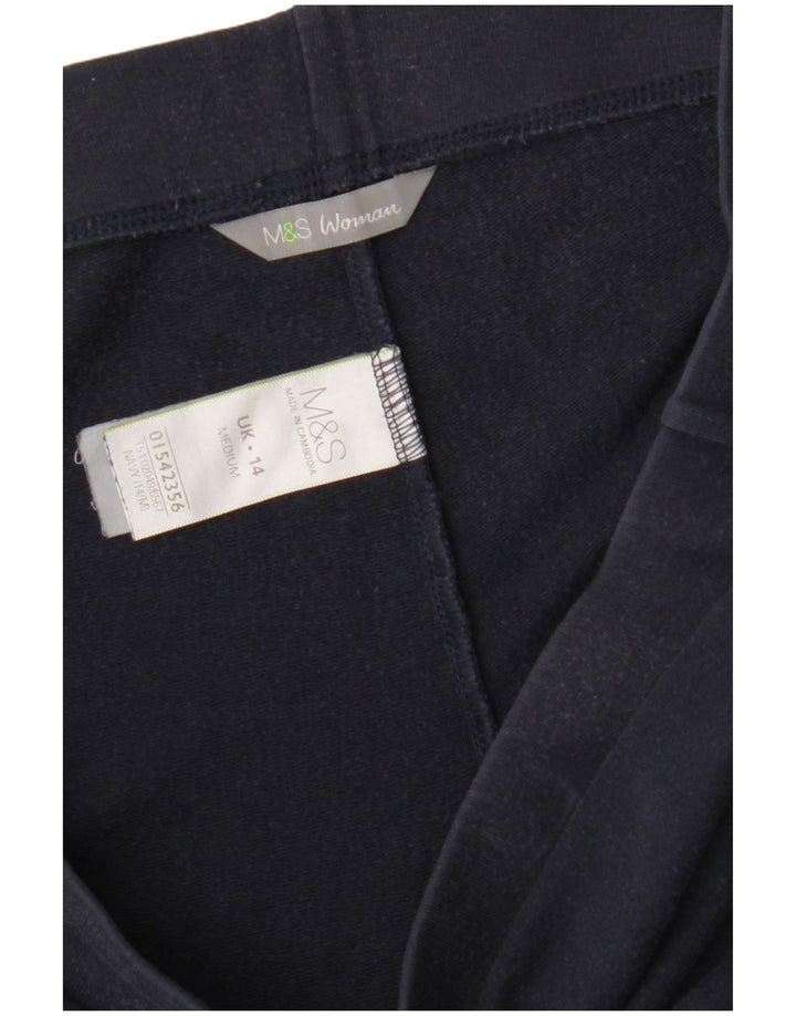 MARKS & SPENCER Womens Tracksuit Trousers UK 14 Large Navy Blue Cotton