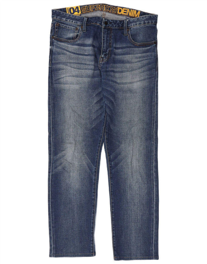 Superdry Mens Straight Jeans W34 L30 Blue Cotton