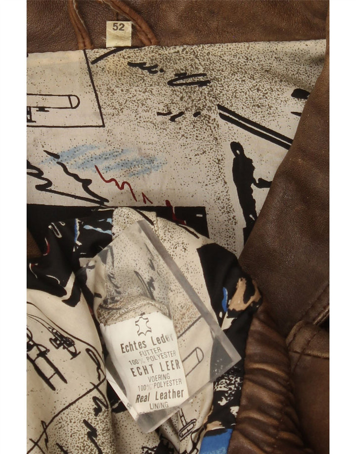 VINTAGE Mens Leather Jacket EU 52 XL Brown Leather