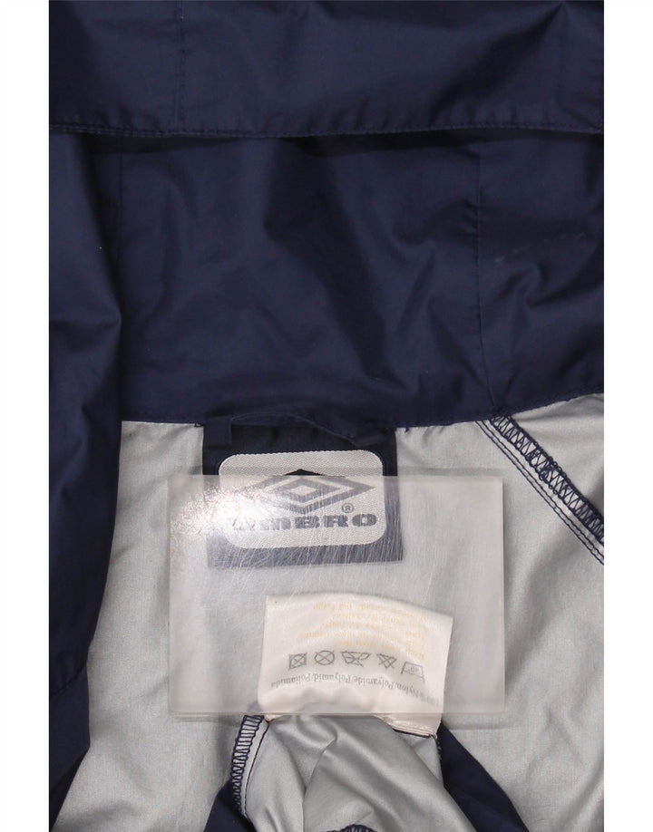 UMBRO Mens Graphic Hooded Rain Jacket UK 36 Small Navy Blue Nylon