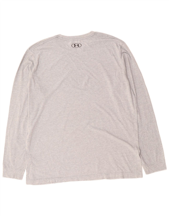 UNDER ARMOUR Mens Heat Gear Top Long Sleeve Large Grey Cotton