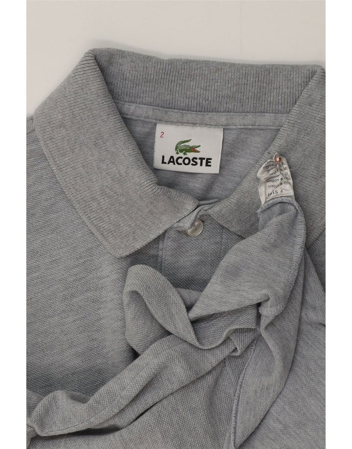 LACOSTE Mens Polo Shirt Size 2 XS Grey Flecked Cotton