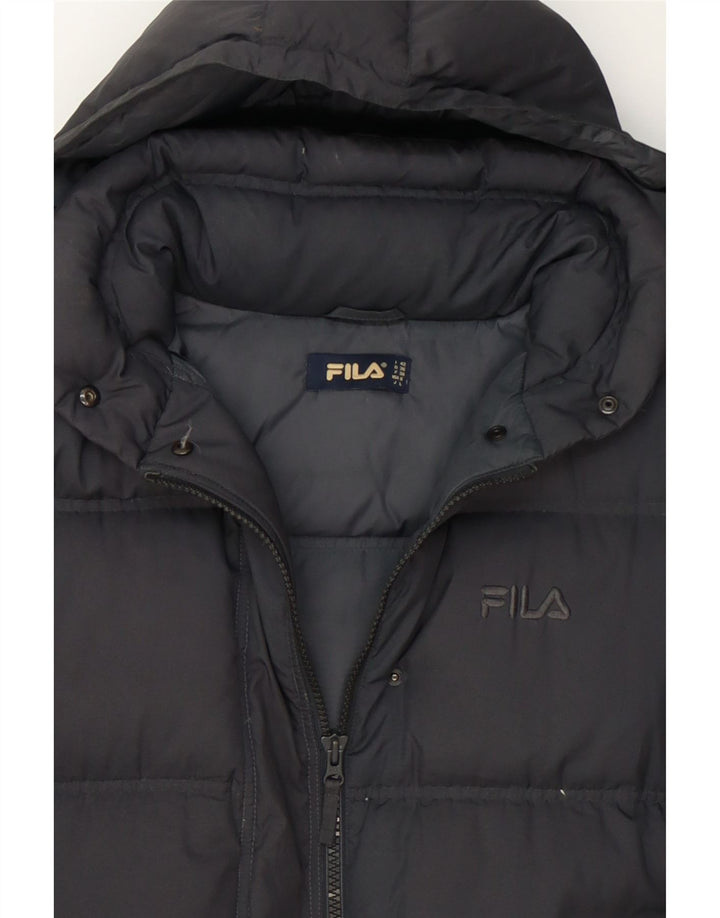 FILA Womens Hooded Padded Jacket IT 42 Medium Grey Vintage Fila and Second-Hand Fila from Messina Hembry 