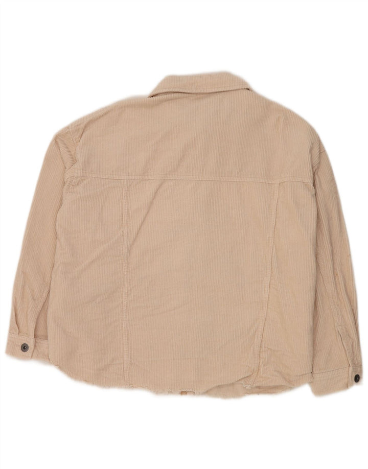 ZARA Womens Oversized Corduroy Shirt UK 14 Medium Off White Cotton