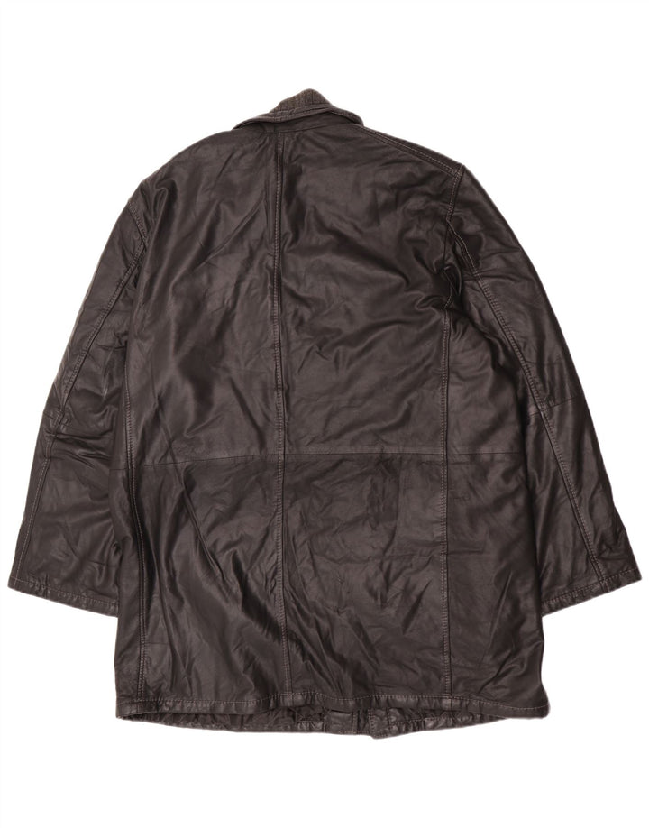 Vintage Mens Leather Coat IT 58 4XL Black Leather