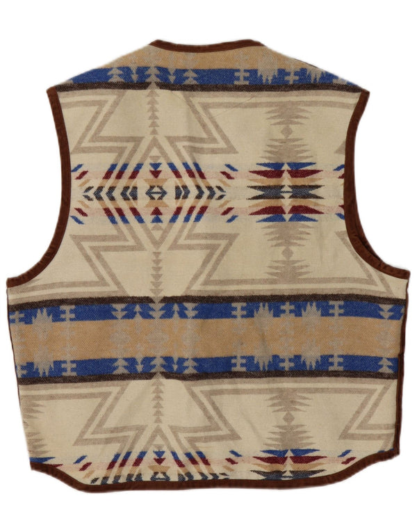 MULTIBLU Mens Waistcoat UK 40 Large Beige Fair Isle