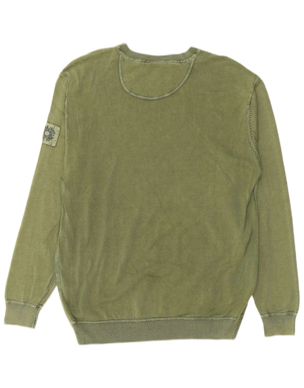CAMEL ACTIVE Mens V-Neck Jumper Sweater Large Khaki Cotton