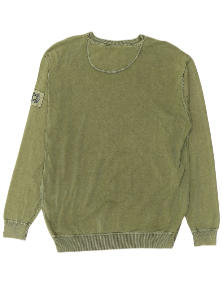 CAMEL ACTIVE Mens V-Neck Jumper Sweater Large Khaki Cotton
