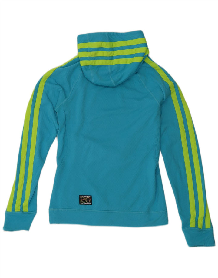 Adidas Womens Hoodie Jumper UK 14 Medium Blue Polyester