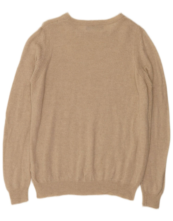 Marks & Spencer Womens Boat Neck Jumper Sweater UK 14 Large Beige Wool