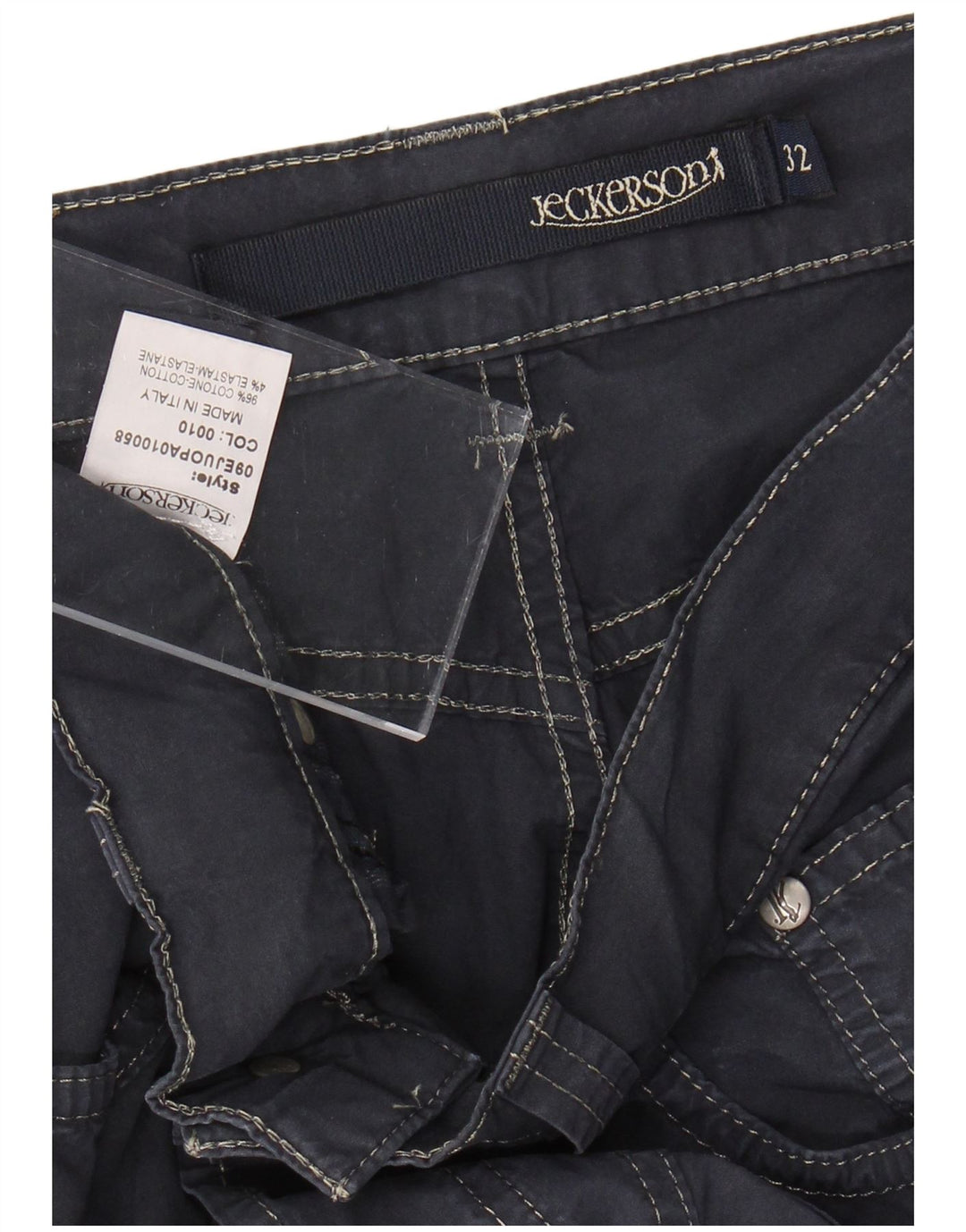 JECKERSON Mens Straight Casual Trousers W32 L28 Navy Blue Cotton