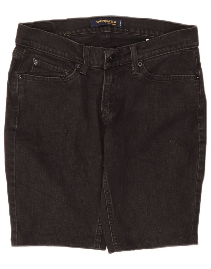 LEVI'S Womens 524 Super Low Denim Shorts US 7 Medium W30 Grey Cotton