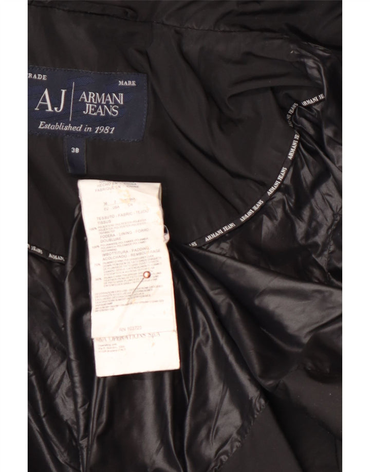 ARMANI JEANS Womens Oversized Hooded Padded Coat IT 38 XS Black Polyester
