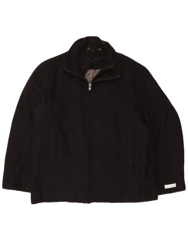 Calvin Klein Mens Bomber Jacket UK 40 Large Black Wool