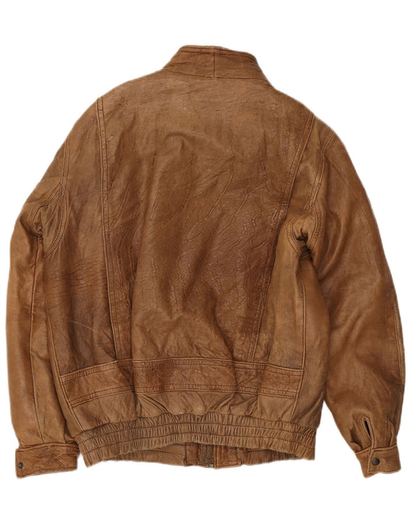 Vintage Mens Leather Jacket IT 48 Medium Brown