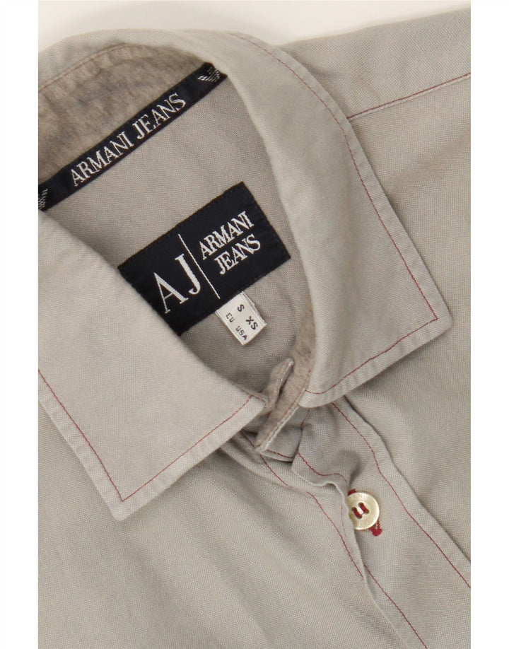 ARMANI JEANS Mens Graphic Shirt Small Grey Cotton Vintage Armani Jeans and Second-Hand Armani Jeans from Messina Hembry 