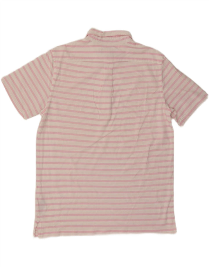 RALPH LAUREN Mens Knit Oxford Polo Shirt Medium Pink Striped Cotton
