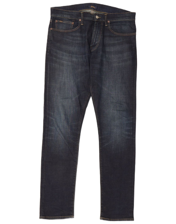 POLO RALPH LAUREN Mens Slim Jeans W33 L34 Navy Blue Cotton