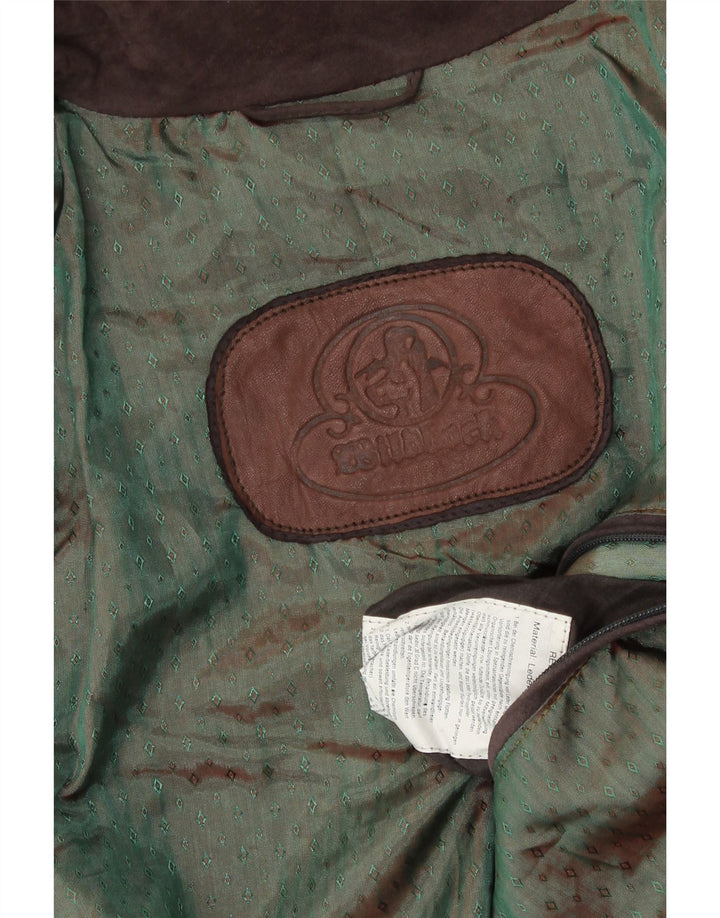 Vintage Mens Suede Windbreaker Jacket UK 42 XL Brown Leather