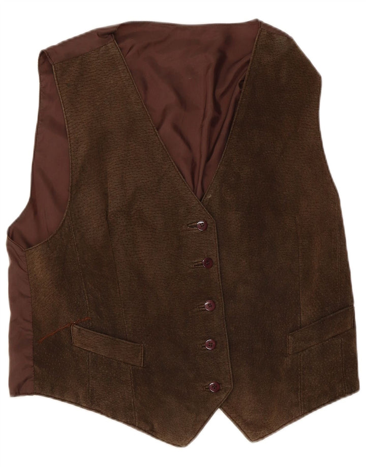 ST. BERNARD Womens Suede Waistcoat UK 14 Medium  Brown Polyamide