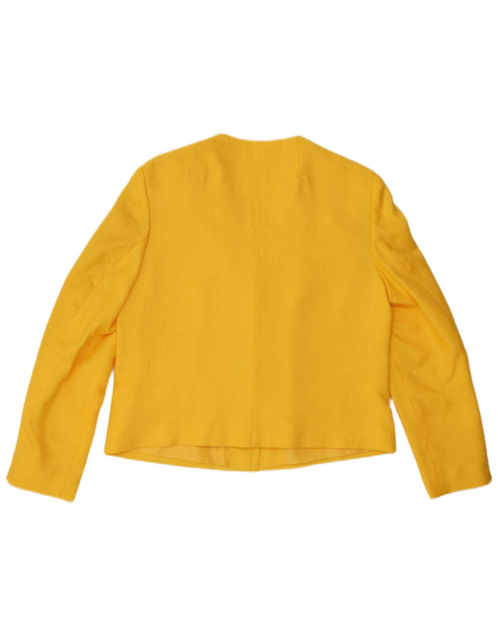 RAVENS Womens Crop 1 Button Blazer Jacket IT 42 Medium Yellow Polyester