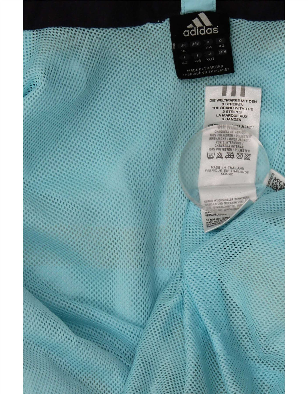 Adidas Womens Clima Proof Hooded Rain Jacket UK 16 Large Blue Polyester