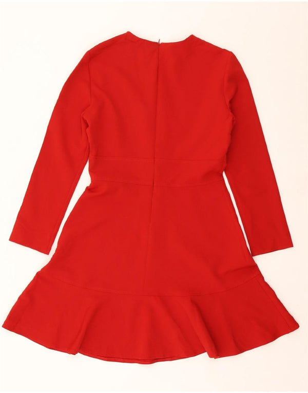 ZARA Womens Long Sleeve A-Line Dress UK 12 Medium Red Polyester