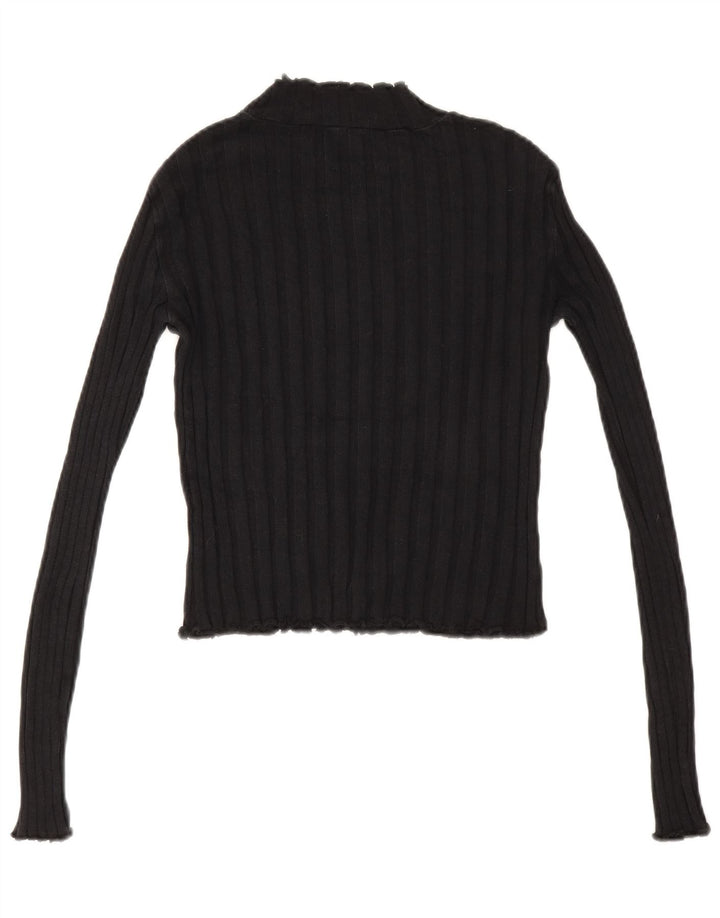 Zara Womens Crop Turtle Neck Jumper Sweater UK 12 Medium Black