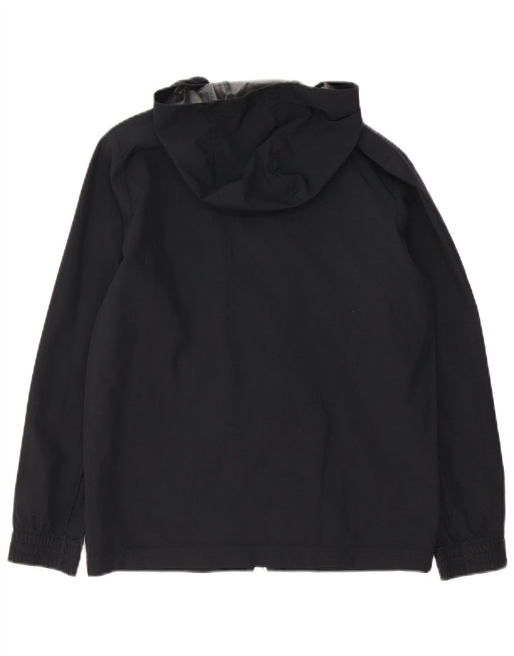 ADIDAS Boys Ancona Graphic Hooded Rain Jacket 11-12 Years Black Polyester