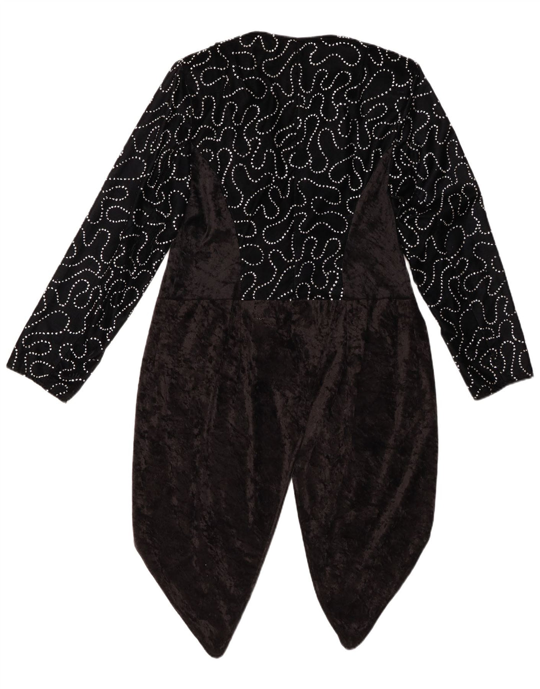 VINTAGE Womens Abstract Pattern Tailcoat Blazer Jacket IT 42 Medium Black