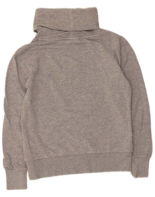 Diadora Womens Roll Neck Sweatshirt Jumper UK 10 Small Grey Flecked Cotton