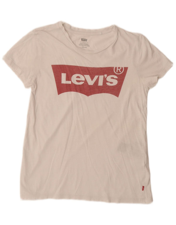 LEVI'S Womens Graphic T-Shirt Top UK 6 XS White Cotton