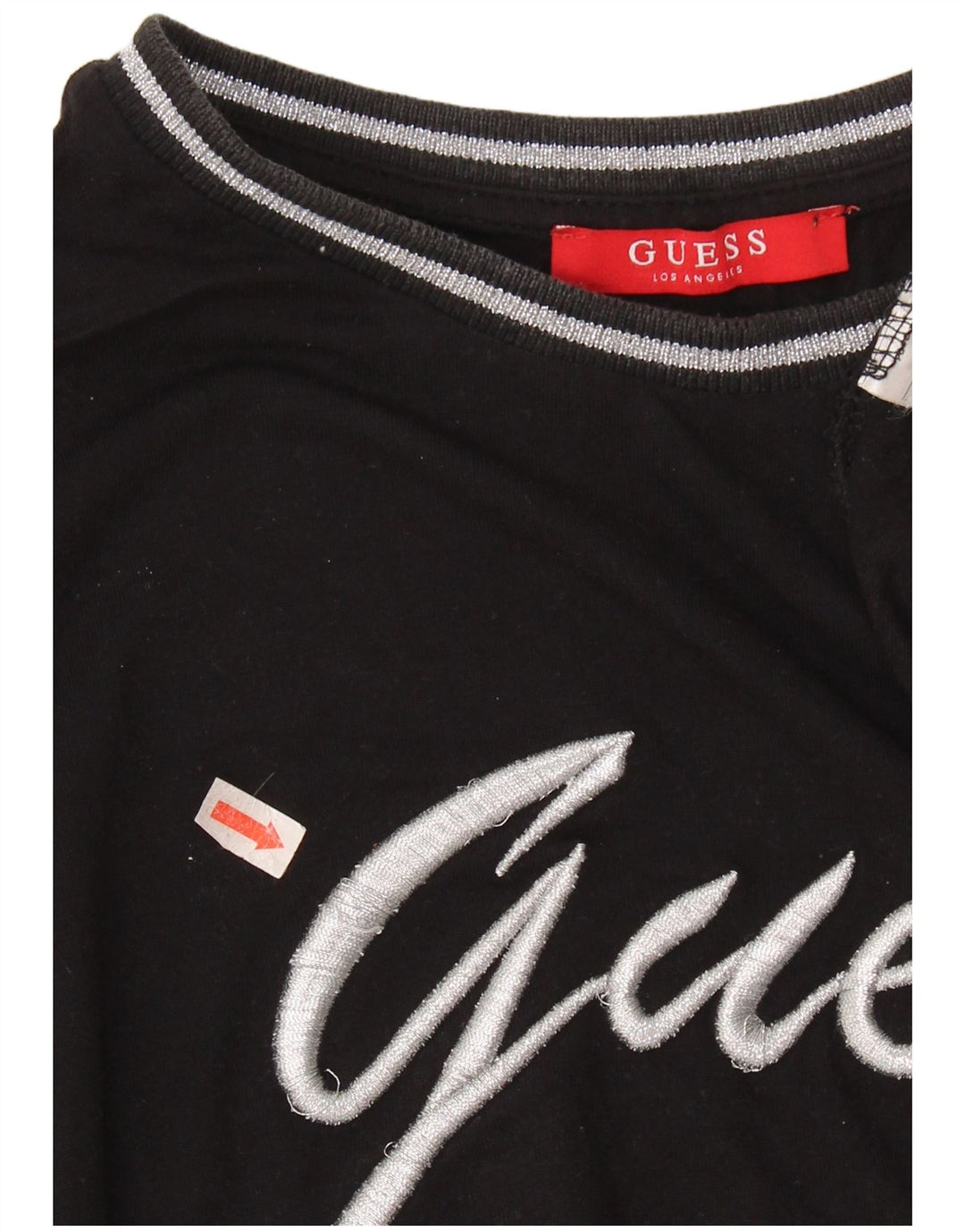 GUESS Womens Oversized Graphic T-Shirt Top UK 6 XS Black