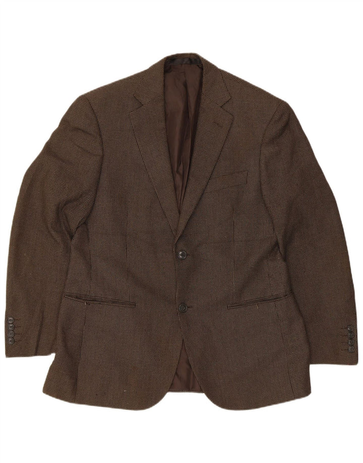 Marks & Spencer Mens 2 Button Blazer Jacket UK 38 Medium Brown Check