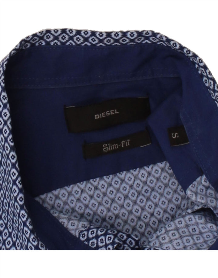 DIESEL Mens Slim Fit Shirt Small Blue Geometric Cotton Vintage Diesel and Second-Hand Diesel from Messina Hembry 