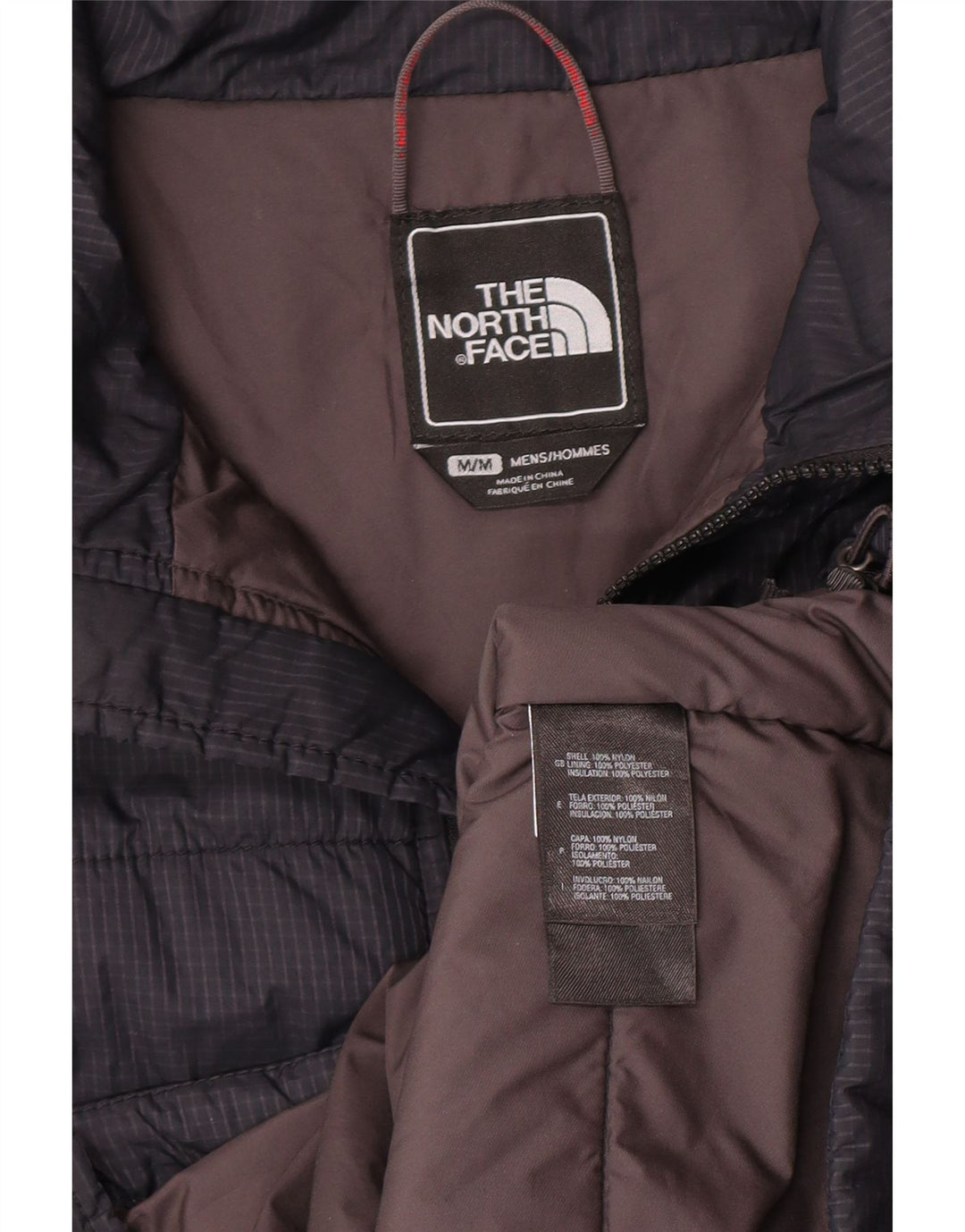 The North Face Mens Padded Jacket UK 38 Medium Navy Blue Check Nylon