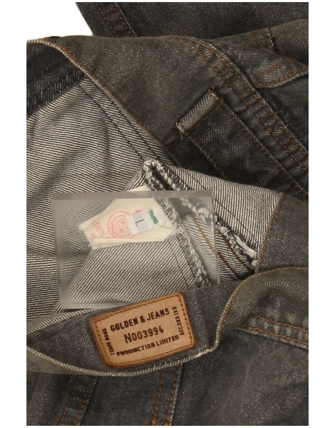 Vintage Mens Denim Jacket UK 40 Large Grey Cotton