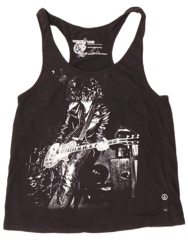 Volcom Womens Graphic Vest Top UK 12 Medium Black Rock