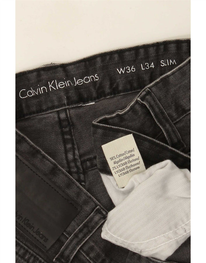 Calvin Klein Mens Slim Jeans W36 L34 Grey Cotton