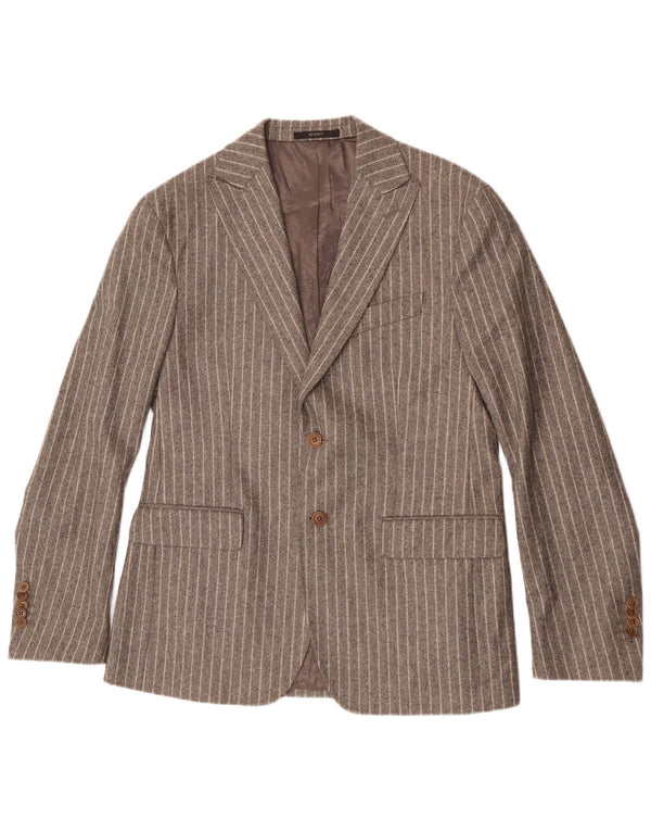 Seventy Mens 2 Button Blazer Jacket IT 50 Large Grey Striped Wool