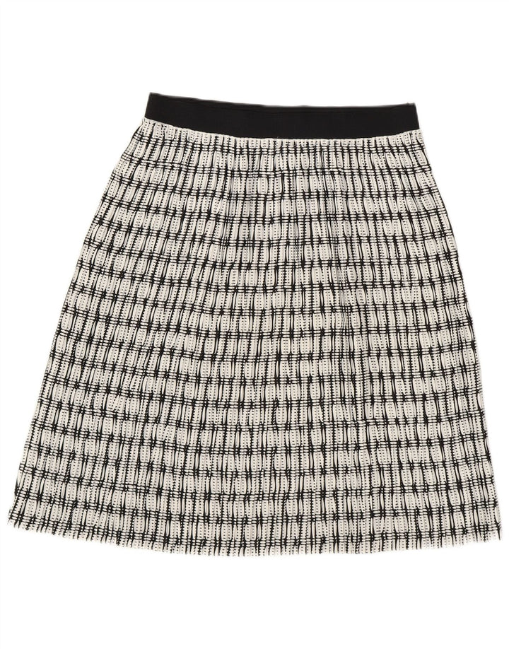 Benetton Womens A-Line Skirt UK 10 Small W28  White Geometric Polyester