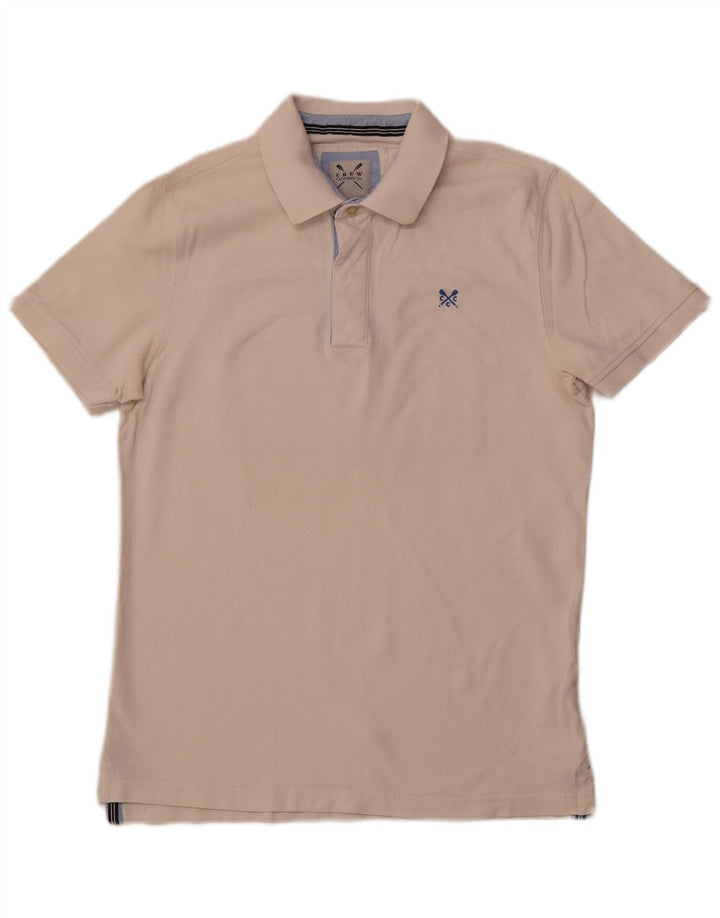 CREW CLOTHING Mens Graphic Polo Shirt Medium White Cotton