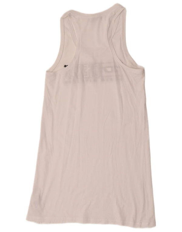 Diesel Womens Sleeveless Graphic T-Shirt Dress UK 12 Medium White Cotton