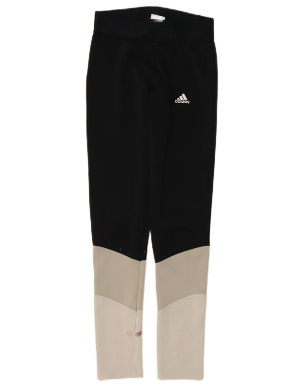 Adidas Womens Leggings UK 4/6 XS  Black Colourblock Polyester