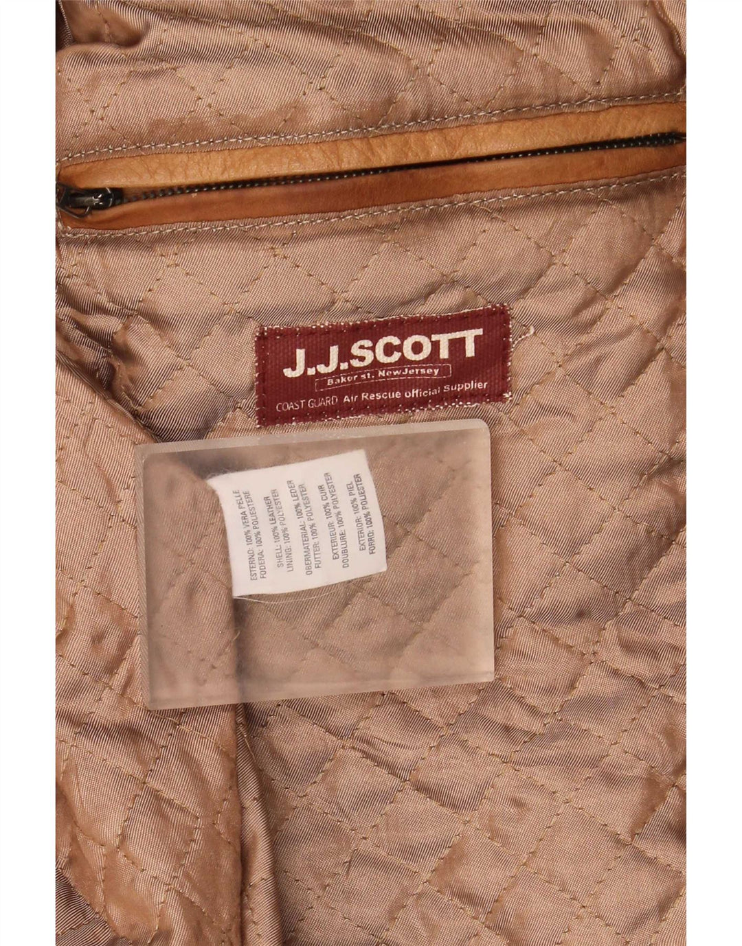 J.J.Scott Mens Leather Jacket IT 52 XL Beige