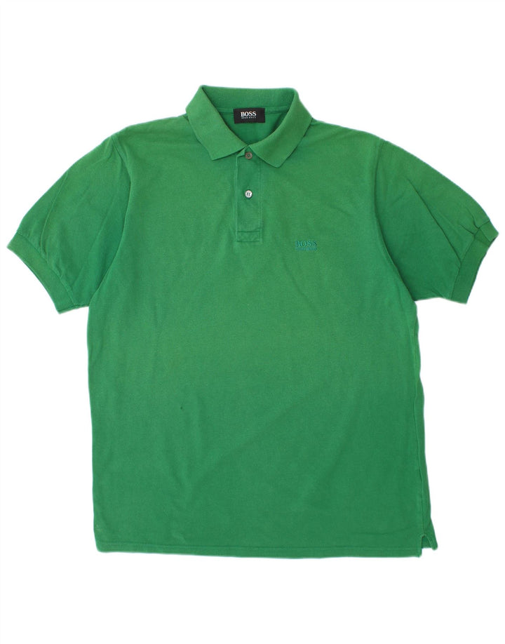 HUGO BOSS Mens Polo Shirt Medium Green Cotton